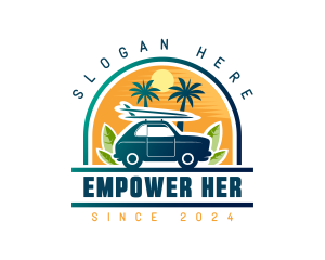 Surfer Tourist Car Travel logo design