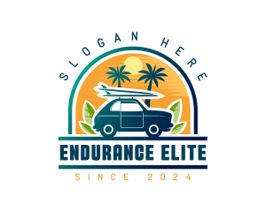 Surfer Tourist Car Travel logo design