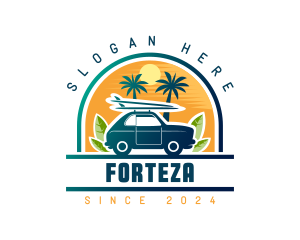 Surfer Tourist Car Travel logo design