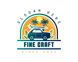 Surfer Tourist Car Travel logo design