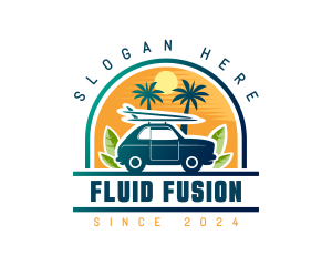 Surfer Tourist Car Travel logo design