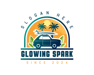 Surfer Tourist Car Travel logo design