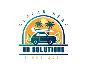 Surfer Tourist Car Travel logo design