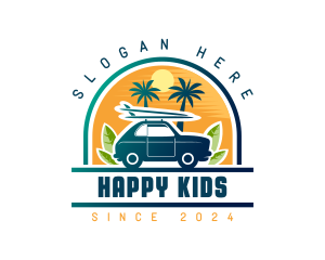 Surfer Tourist Car Travel logo design