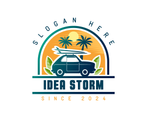 Surfer Tourist Car Travel logo design