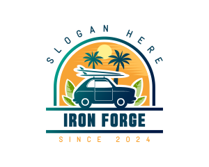 Surfer Tourist Car Travel logo design