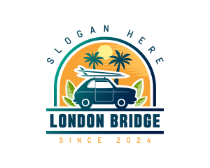 Surfer Tourist Car Travel logo design