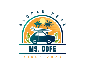 Surfer Tourist Car Travel logo design