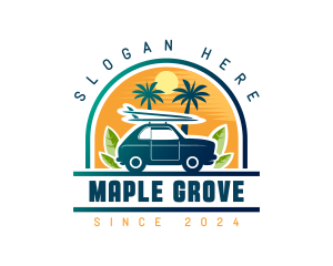 Surfer Tourist Car Travel logo design