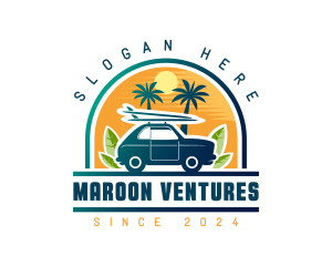 Surfer Tourist Car Travel logo design