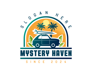 Surfer Tourist Car Travel logo design