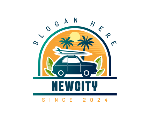 Surfer Tourist Car Travel logo design