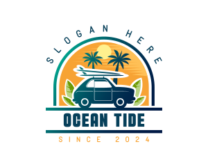 Surfer Tourist Car Travel logo design