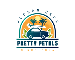 Surfer Tourist Car Travel logo design