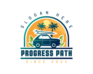 Surfer Tourist Car Travel logo design