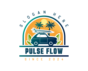 Surfer Tourist Car Travel logo design