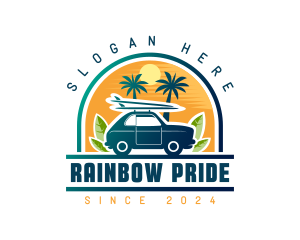 Surfer Tourist Car Travel logo design