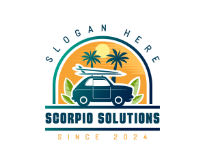 Surfer Tourist Car Travel logo design