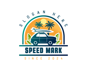 Surfer Tourist Car Travel logo design