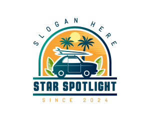 Surfer Tourist Car Travel logo design