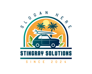 Surfer Tourist Car Travel logo design