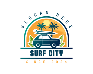 Surfer Tourist Car Travel logo design