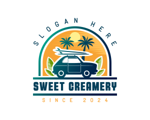 Surfer Tourist Car Travel logo design