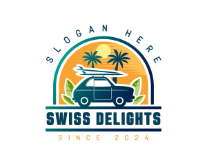 Surfer Tourist Car Travel logo design