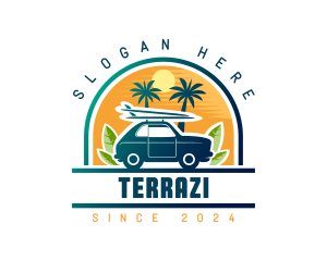 Surfer Tourist Car Travel logo design