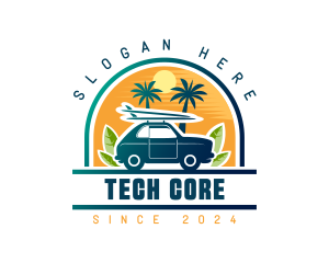 Surfer Tourist Car Travel logo design