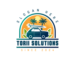 Surfer Tourist Car Travel logo design