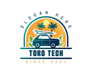 Surfer Tourist Car Travel logo design