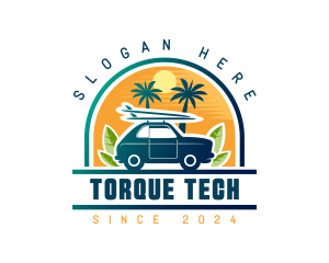 Surfer Tourist Car Travel logo design