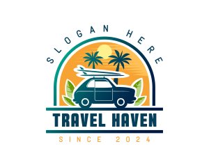 Tourist - Surfer Tourist Car Travel logo design