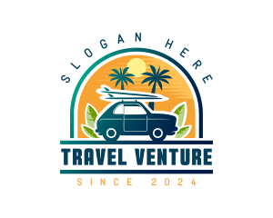 Surfer Tourist Car Travel logo design