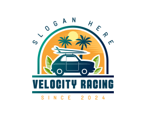 Surfer Tourist Car Travel logo design