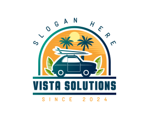 Surfer Tourist Car Travel logo design