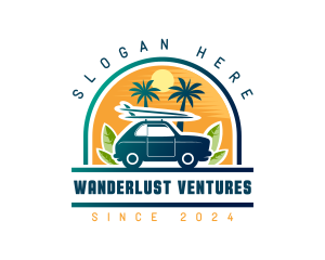 Surfer Tourist Car Travel logo design