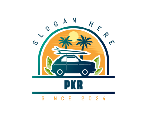 Surfer Tourist Car Travel logo design