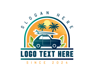 Surfer Tourist Car Travel Logo