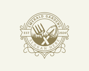 Garden Shovel Rake logo design