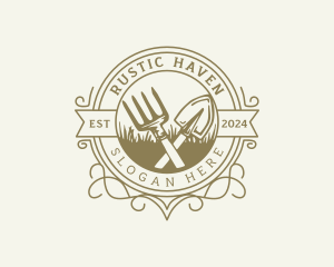 Garden Shovel Rake logo design