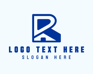Property - Blue House Letter R logo design