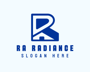 Blue House Letter R logo design