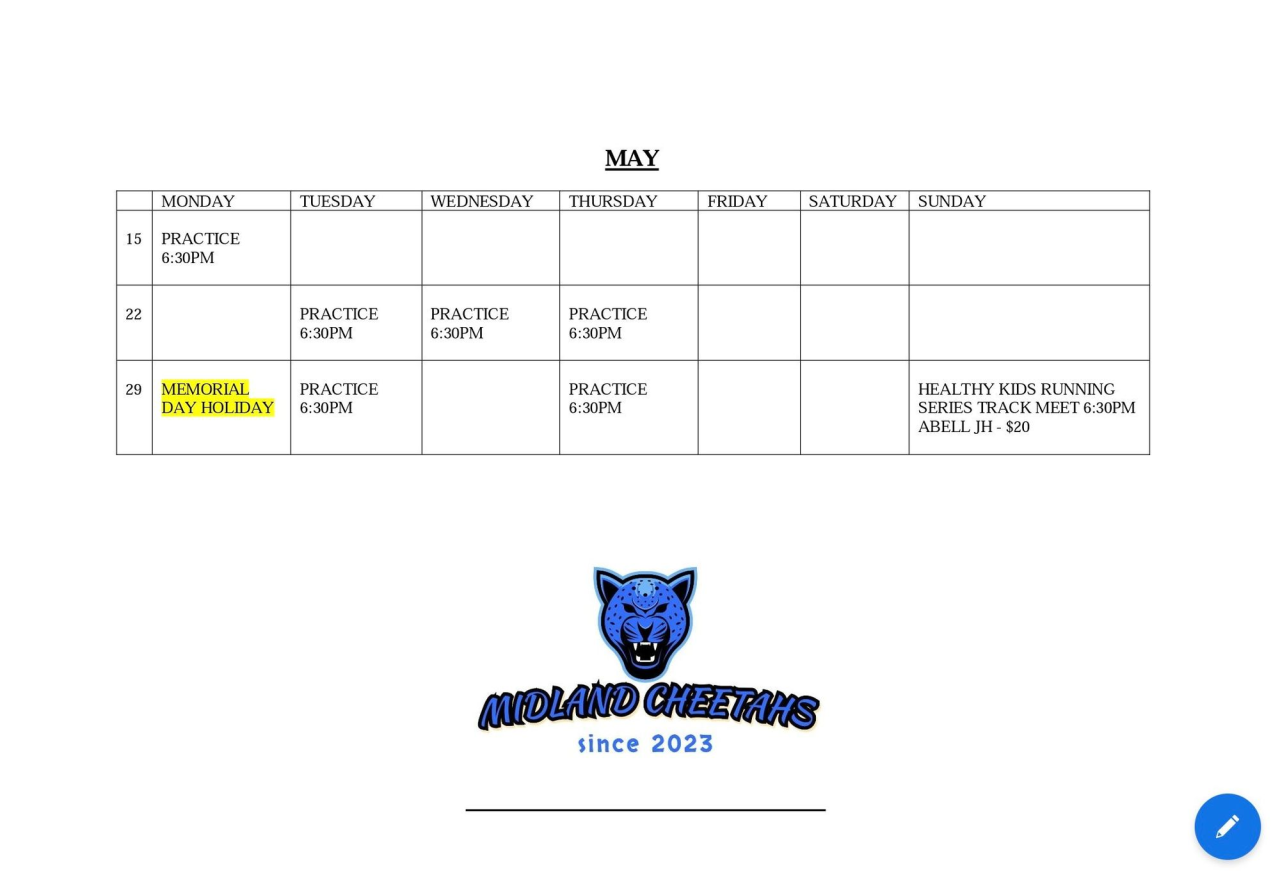 May Calendar's web page