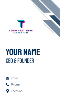 Cyber Glitch Letter T Business Card Design