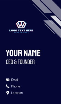 Glitchy Letter W Tech Business Card Design