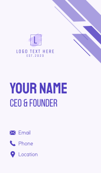 Purple Square Brush Letter Business Card Design