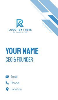 Blue Futuristic R Outline Business Card Design