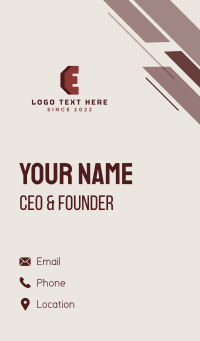 Construction Letter E Business Card Design